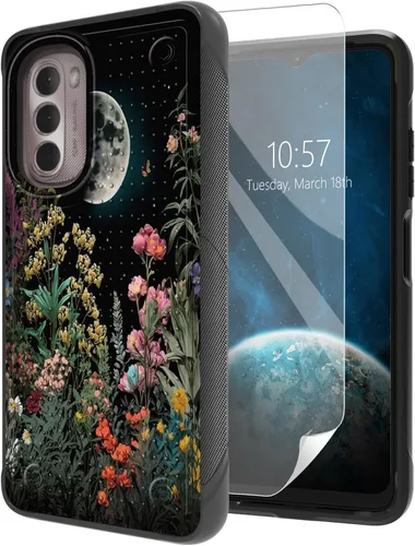 Vista 16 de Funda para Moto G Stylus 5G 2021 con protector de pantalla, a prueba de golpes, 2 en 1, parte trasera duradera de policarbonato duro texturizado