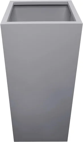 Vista 6 de Maceta metálica galvanizada moderna para interiores y exteriores con drenaje (12 x 12 x 28 pulgadas, gris)