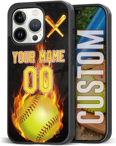 Vista 17 de Funda personalizada para teléfono con texto de Softbol en forma de corazón con girasol para iPhone 17 16 15 14 13 12 11 Pro Max Plus Mini Xs Xr 8