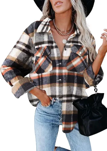 Vista 158 de ZOLUCKY Chaqueta de manga larga con botones para mujer, talla grande, blusas