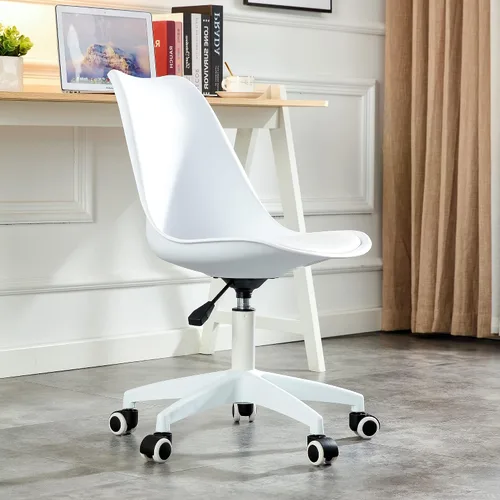 Vista 11 de Silla de escritorio transparente, Silla de oficina en casa de plástico, Silla giratoria de plástico para oficina, hogar, maquillaje, espacio