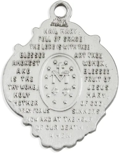 Vista 3 de Christian Utensils - Collar con colgante de medalla milagrosa de plata de ley, 1.1 pulgadas rgbc-df-1581