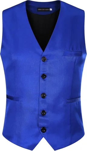 Vista 4 de AOYOG - Chaleco formal de negocios de hombres para traje o esmoquin