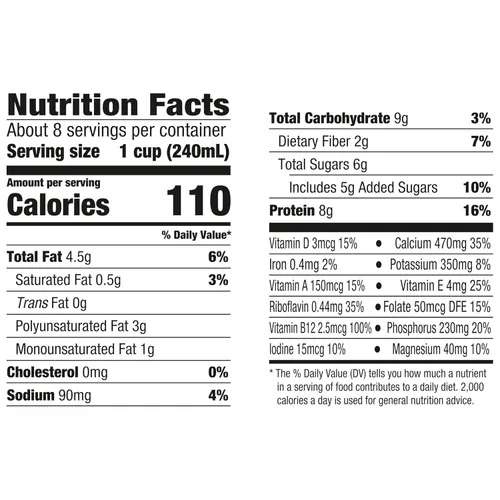 Vista 2 de Silk - Leche de soya, original, sin lácteos, vegana, sin OGM verificada por el «Proyecto Non-GMO», medio galón, 64 fl oz