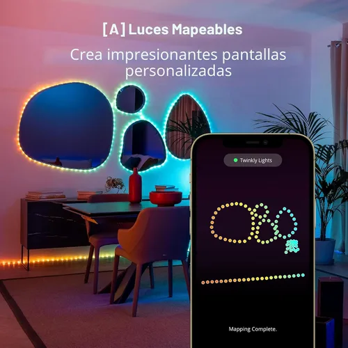 Vista 3 de Twinkly Dots Luces de Cadena LED Flexibles Controladas por Aplicación que Cambian de Color, 60 RGB (16 Millones de Colores). 60 LED / 10 Pies Cable
