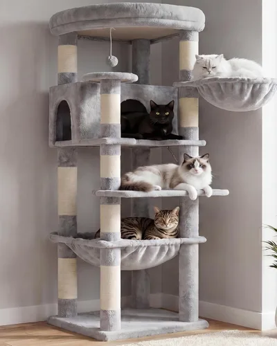 Vista 10 de Heybly Árbol de esquina para gatos de 53.1" para gatos grandes - Juego Beige