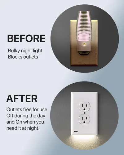 Vista 7 de SnapPower Guidelight, placa cobertor de salida con luces de noche LED
