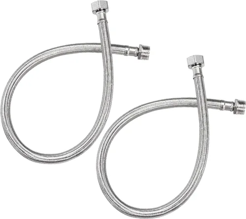 Vista 7 de METALLIXITY Conector de línea de suministro de grifo (15.748 in/16 pulgadas), 2 unidades, acero inoxidable 304 G1/2 hembra a G1/2 macho conector