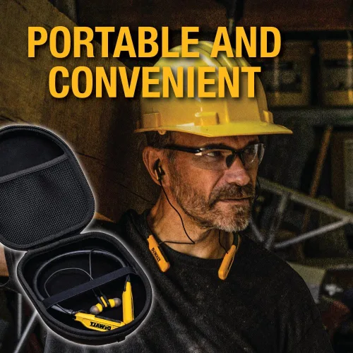 Vista 6 de DEWALT Funda protectora resistente para auriculares Pro Max, compacta y ligera con funda rígida para auriculares de EVA, resistente a los golpes