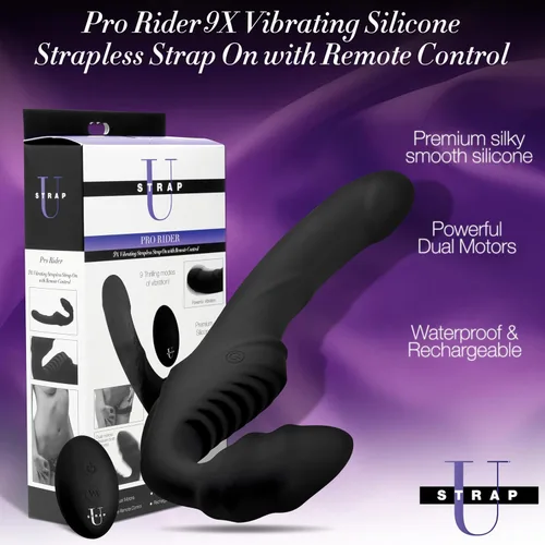 Vista 2 de Pro Rider 9X Correa de silicona vibratoria sin tirantes con control remoto