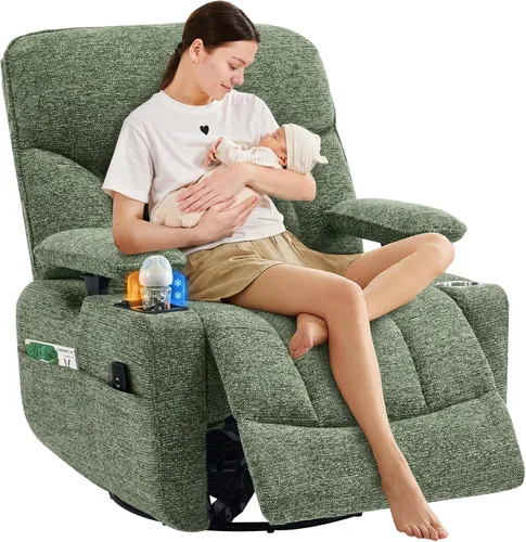 Vista 8 de SUNWAVE Mecedora eléctrica para guardería con reposabrazos ajustables para Gris