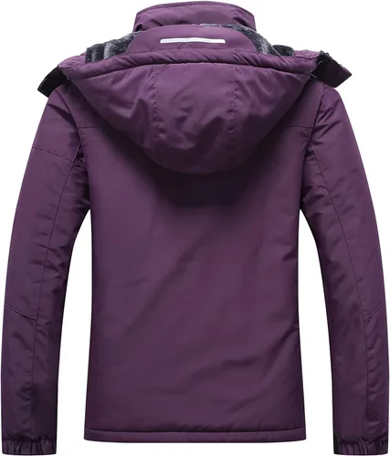 Vista 2 de SUOKENI - Chaqueta de esquí impermeable, para mujer, cálida, de invierno, resistente a la nieve, con capucha, ideal para snowboard