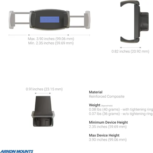 Vista 8 de ARKON Mounts Mobile Grip 5 Soporte para teléfono con abrazadera Soporte seguro con resorte Soporte de teléfono con abrazadera para cochecitos