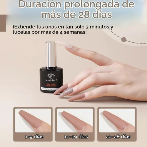 Vista 5 de Modelones - Juego de pegamento en gel para uñas de 9 en 1 con cepillo, gel de uñas de 15 ml para strass, gel de base, kit de gel de uñas de arte