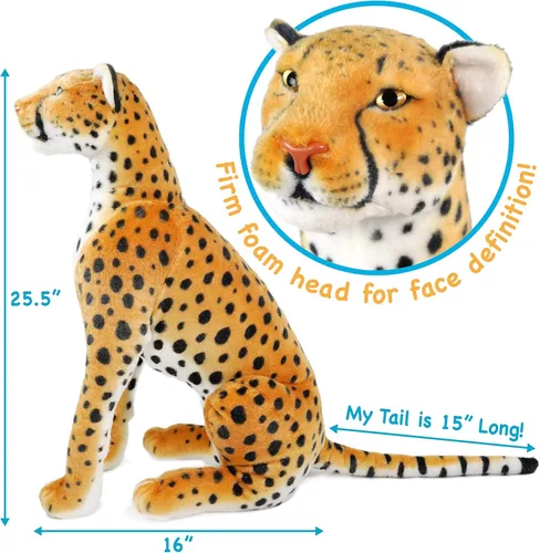 Vista 4 de TigerHart Cecil The Cheetah - Peluche de leopardo grande de 25 pulgadas de alto