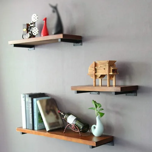 Vista 3 de Soporte de tubo rústico flotante, soporte de tubo cuadrado de hierro forjado oculto para pared en ángulo, para estantes, cocina, baño, oficina