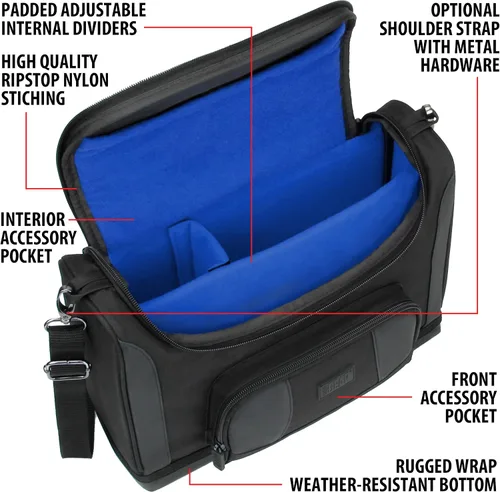 Vista 5 de USA Gear Estuche portátil para impresora fotográfica, bolsa de mensajero con separadores de acolchado compatible con Canon Selphy CP1500, Selphy