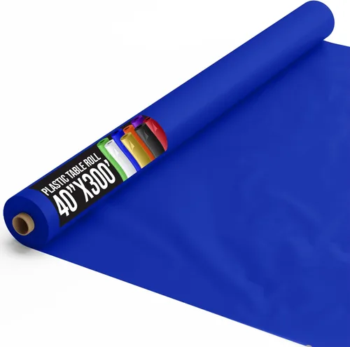 Vista 48 de Exquisito rollo de mantel de mesa de plástico aqua de Party Solids 4 piezas 40" X 300' Rollo de mantel de mesa de plástico - Rollos de mantel
