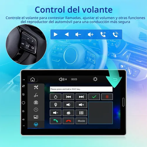 Vista 6 de NHOPEEW - Radio de coche de un solo DIN de 10 pulgadas con pantalla táctil, Carplay inalámbrico y Android Auto - Estéreo de coche con pantalla IPS