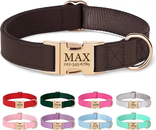 Vista 10 de Collares para perros personalizados de PET ARTIST, collar para perro grabado personalizado con etiqueta de nombre silenciosa, hebilla de liberación