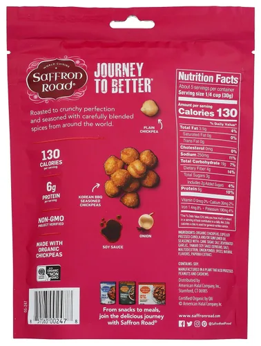 Vista 4 de Saffron Road Bocadillos crujientes de garbanzos coreanos, 6 onzas, sin gluten, sin OMG, Halal, Kosher, vegano