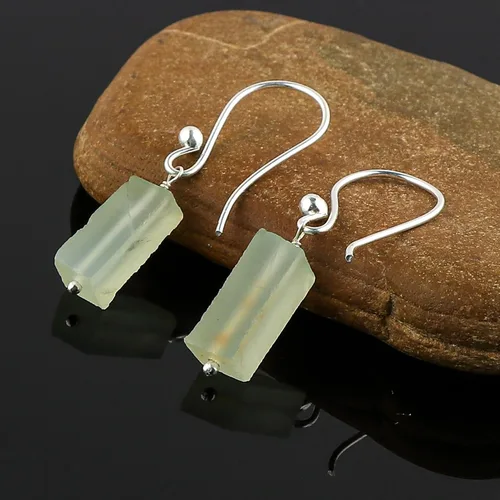 Vista 11 de Aretes de aro de cristal afganita natural Piedras afganas de alto grado Aretes chapados en plata Gota lisa Joyas de piedras preciosas hechas