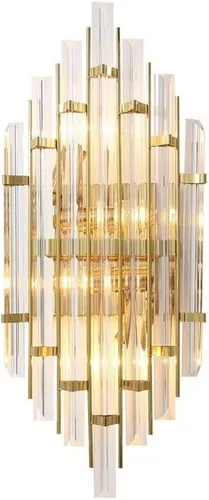 Vista 4 de Moderna lámpara de pared de cristal LED de tres regulables para interiores, lámpara de pared dorada para interiores, compatible con sala de estar