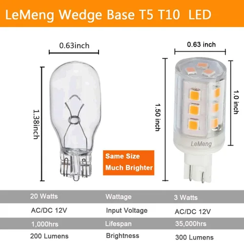 Vista 2 de Bombilla LED de 3 W T10 con base de cuña RV 921, 12 VAC/CC, paisaje, jardín, patio, camino, entrada, Malibu, caravana, remolque, autocaravana