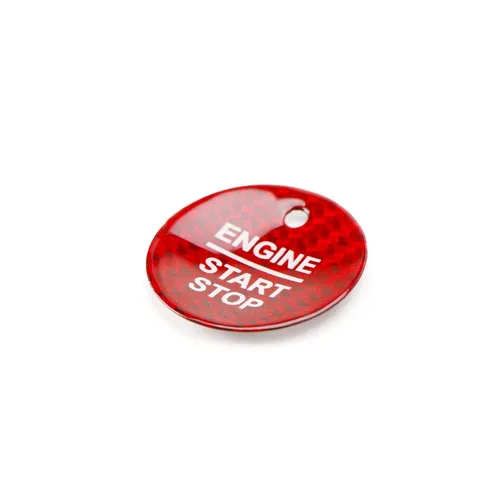 Vista 4 de Xotic Tech - Cubierta de botón de arranque de motor sin llave, de fibra de carbono, color rojo, adhesivo para botón de encendido compatible con Ford