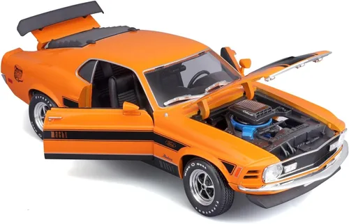 Vista 2 de Maisto 1:18 Edición Especial 1970 Ford Mustang Mach 1, Naranja, Escala 1:18