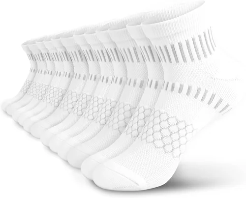 Vista 11 de IRAMY Calcetines de compresión de tobillo para hombres y mujeres, acolchados, para correr, atléticos, alivio de la fascitis plantar, 2/4/6 pares