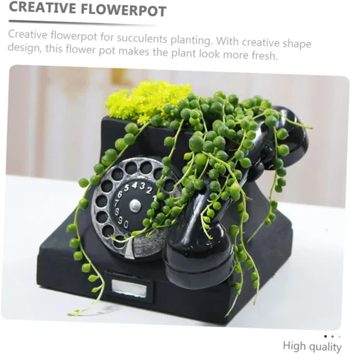 Vista 2 de Elegante teléfono flores maceta creativa decoración para oficina en casa resina