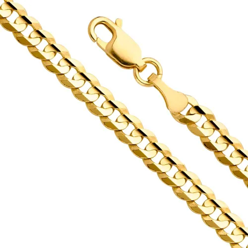 Vista 6 de Collar de cadena cóncava cubana cubana de 14 quilates, amarilloblancooro de dos tonos, 0.551 in, 0.472 in, 0.374 in, 0.315 in, 0.276 in, 0.236 in