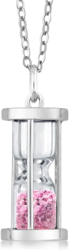 Vista 10 de Gem Stone King Colgante de reloj de arena de plata de ley 925 con cadena de polvo de piedras preciosas de 0,75 quilates de 18 pulgadas