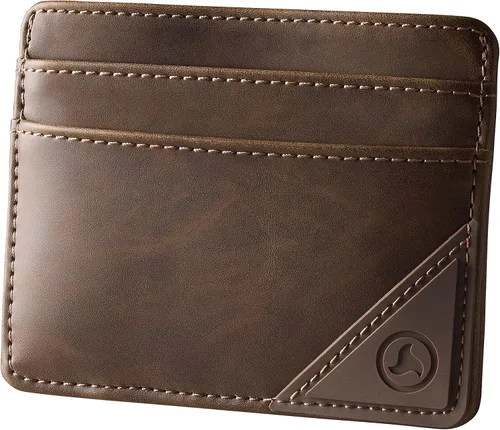 Vista 8 de GO Wallet (se adapta a 7 tarjetas + dinero en efectivo + bolsillo oculto), Vaquero Bio-Cuero, Estuche para tarjetas