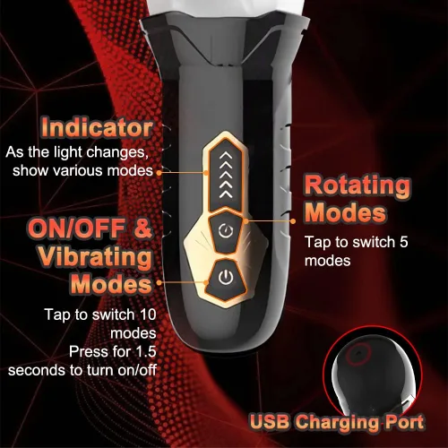 Vista 5 de Masturbadores masculinos, juguetes sexuales de bolsillo para hombres, masturbador masculino con 10 modos de vibración y 5 modos de rotación, vagina
