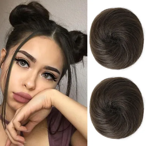 Vista 42 de REECHO Space Bun Hair Pieces, 2 piezas de mini clips de garra en moños desordenados y orejas de gato, extensiones de moño de cabello falso HB001