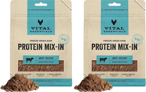 Vista 9 de Vital Essentials Mezcla de Proteína Cruda Liofilizada para Complementar Comida de Perro, Complemento de Pollo Molido para Perros, 6 oz