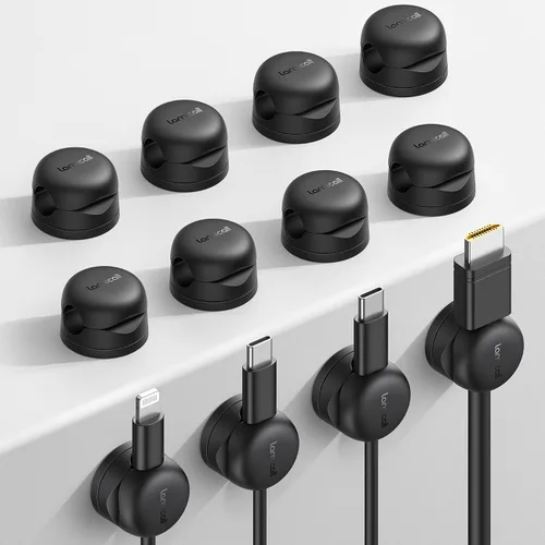 Vista 10 de Paquete de 6 Organizadores de Cables Giratorios, Clips de Cable de Resorte - Lamicall [Bloqueo de 1s] Soporte de Cables, Gestión de Cables