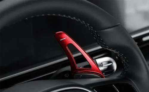 Vista 5 de Extensión de palanca de cambios de aluminio para volante de estilo rojo, ajuste extendido compatible con Hyundai Ioniq 5 Ioniq 6 Accesorios