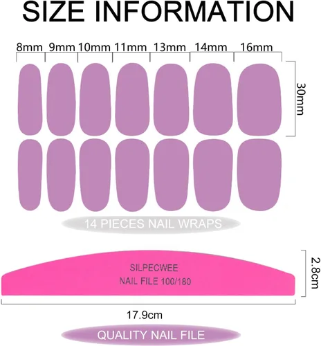 Vista 3 de 24 hojas de envolturas de uñas de color sólido para mujeres, tiras de esmalte de uñas autoadhesivas, tiras de uñas de gel para arte de uñas