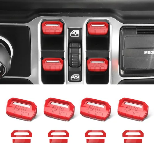 Vista 8 de DIAMOOKY 4 piezas de cubiertas de botón de interruptor de ventana de metal mejoradas compatibles con Jeep Wrangler JL JLU 2018-2026 y Gladiator JT
