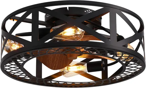 Vista 9 de Ventiladores de techo enjaulados de 20 pulgadas con luces, moderno ventilador de techo regulable con control remoto de luces, ventilador de techo