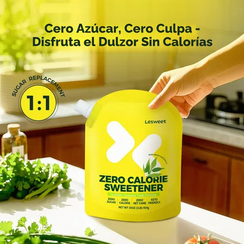Vista 8 de Lesweet Edulcorante cero calorías, edulcorante de eritritol, sustituto de azúcar granulado, con extracto de stevia, apto para dieta cetogénica, sin