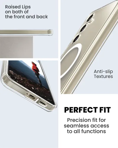 Vista 4 de CaseBorne Slim Series - Funda compatible con Samsung Galaxy S24 Plus, combo 3 en 1, cubierta magnética híbrida ultra transparente, con protector