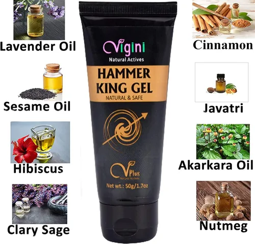 Vista 3 de Drop Vigini Natural Hammer King Long Time Gel Crema Gel Masculino Fuerza Aumento Energía Resistencia Potencia Retraso Tiempo Sensual Masaje Titán