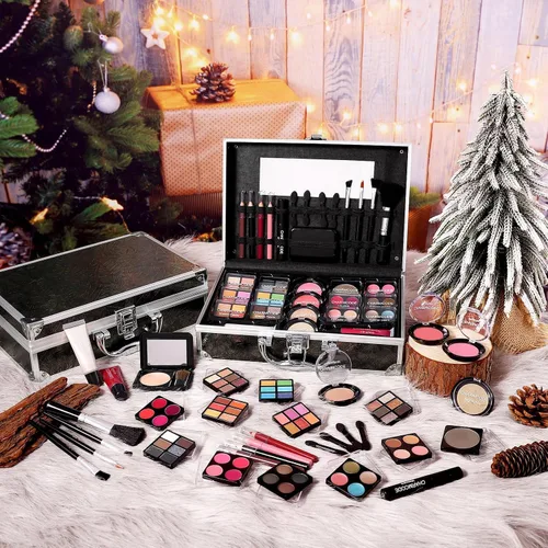 Vista 2 de Kit completo de maquillaje para adolescentes y mujeres, estuche de tren de belleza con juego de cosméticos de iniciación, caja de regalo de San