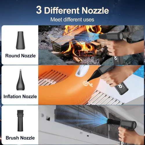 Vista 8 de Plumero de aire comprimido, 180000 rpm, potente plumero eléctrico inalámbrico con motor sin escobillas y luz LED, ventilador de polvo recargable