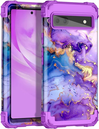Vista 10 de Hekodonk Funda para Google Pixel 6A (2022), resistente cuerpo completo, protección a prueba de golpes, plástico duro+goma de silicona híbrida 3