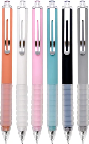Vista 11 de Linbsunne Bolígrafos de punta media de 0.039 in de tinta negra con agarre súper suave para hombres y mujeres, bolígrafos retráctiles de oficina 12